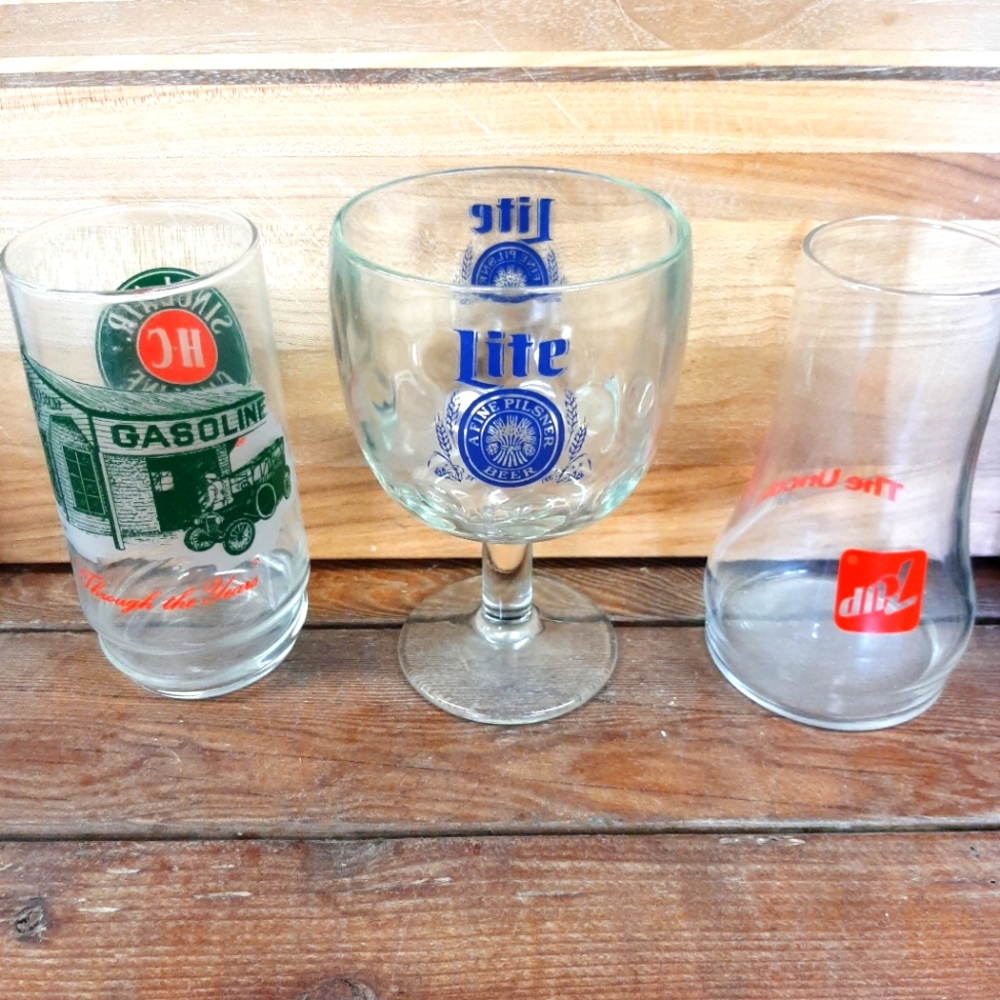 Vintage Home Bar Glass x3